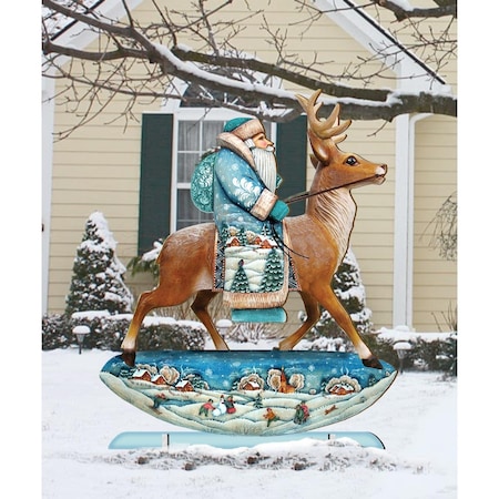 Heat Wave Reindeer Santa Free Standing Garden Decor HE1770633